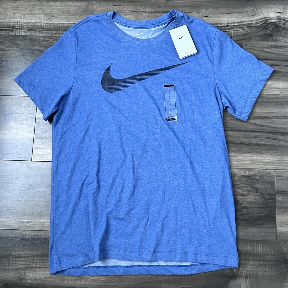 Nike Men's Dri-FIT Swoosh Training Tee Shirt Blue Heather Size L CZ9724-456 New
